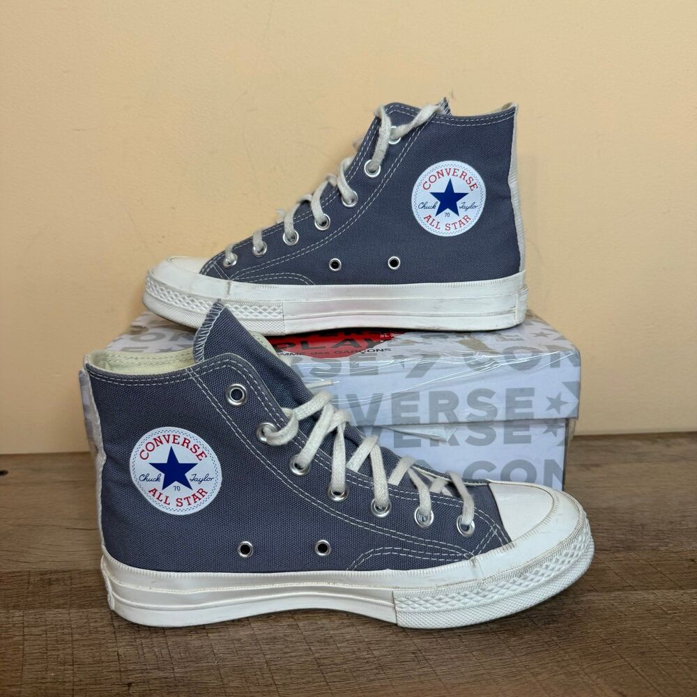 Converse x Comme des Garçons PLAY Chuck 70 High women’s size 7 steel gray - Picture 3 of 8